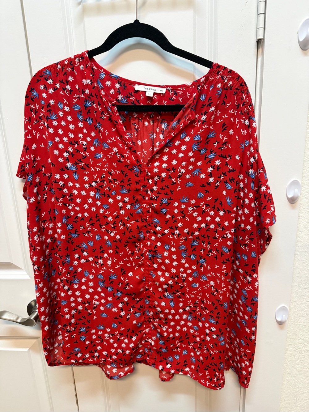 Lightweight Floral Red Blouse - Casual Women’s Top